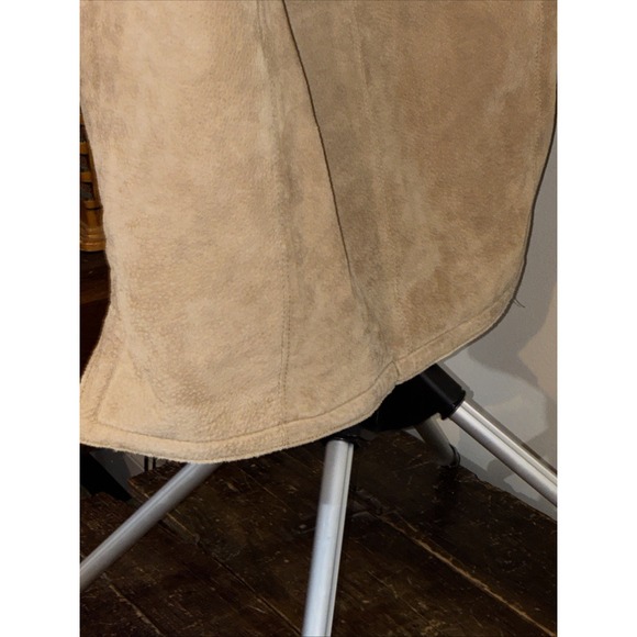 Vintage St. John's Bay Washable Tan Leather Suede & Faux Shearling Fur Coat- Lar - Picture 11 of 16